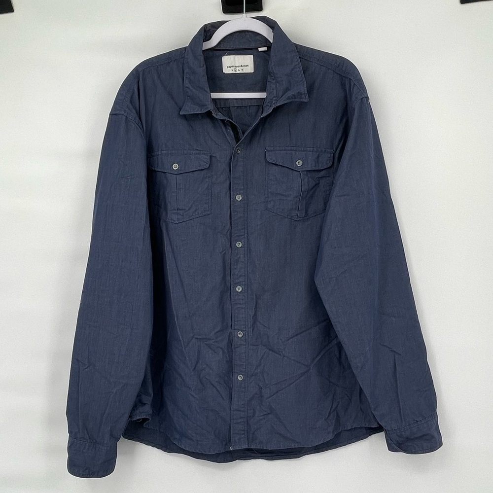 Paper denim & cloth blue chambray cotton button up long sleeve shirt